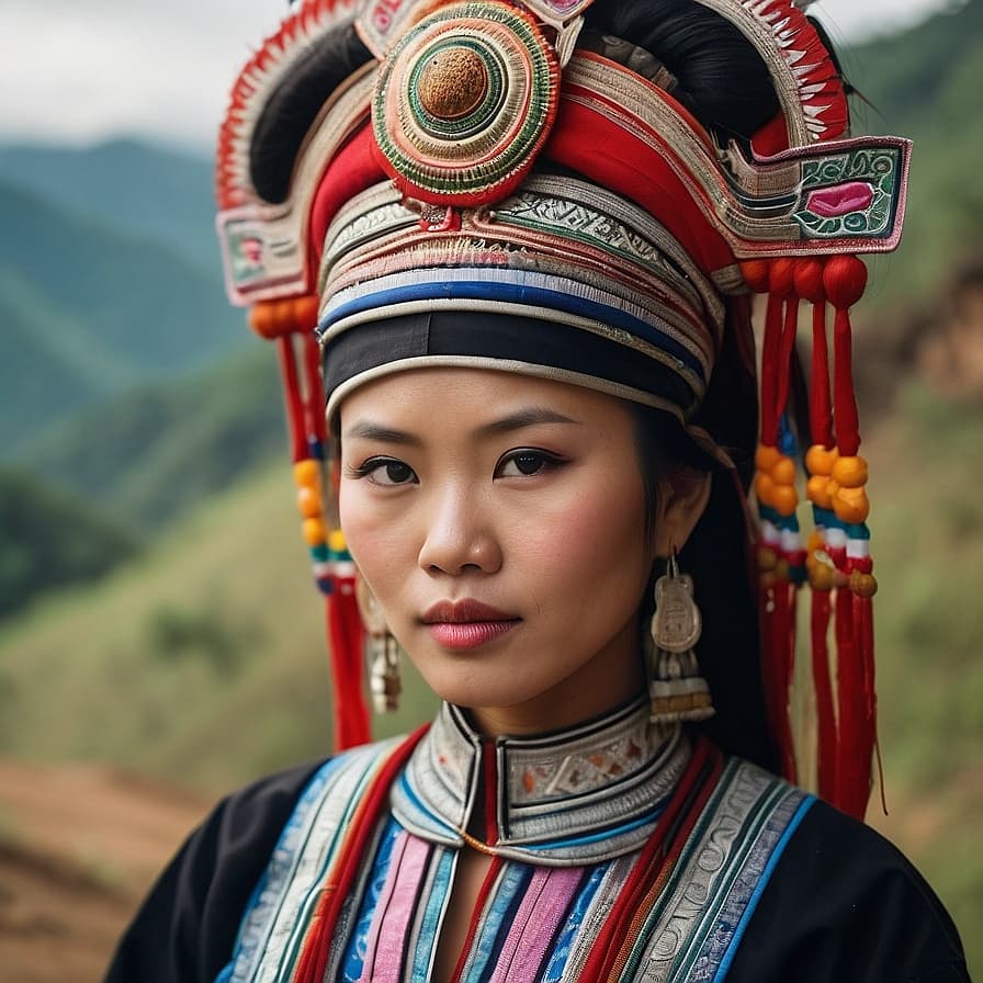 Hmong Laos woman from Laos (northern mountains) and global Hmong diaspora
