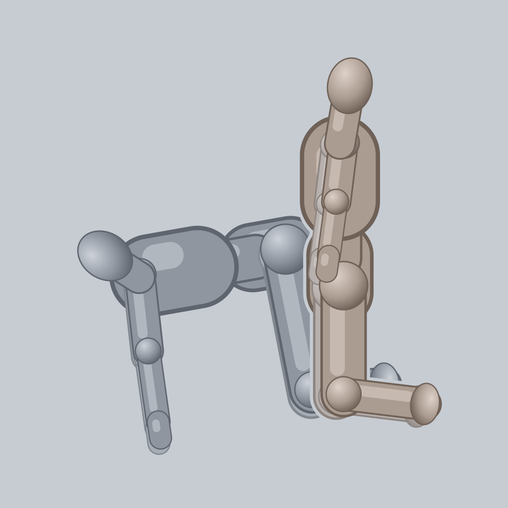 Kneeling Wheelbarrow sex position — posed figure showing body placement for 2 people