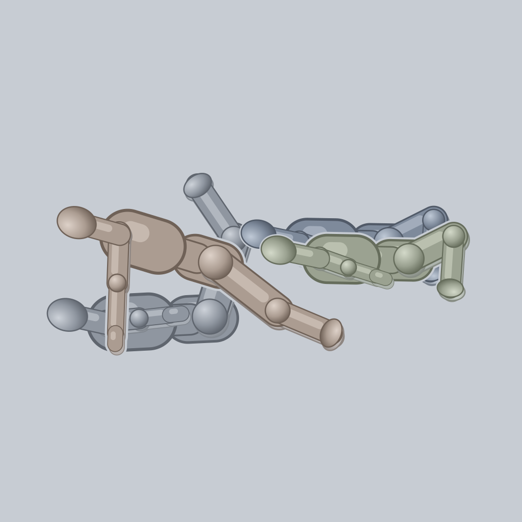 Paired Side by Side sex position — posed figure showing body placement for 4 people