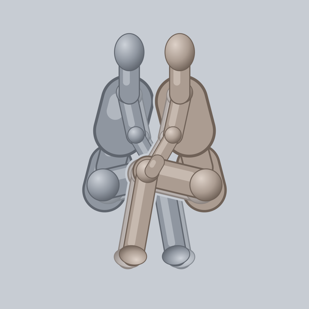 Seated Scissoring sex position — posed figure showing body placement for 2 people